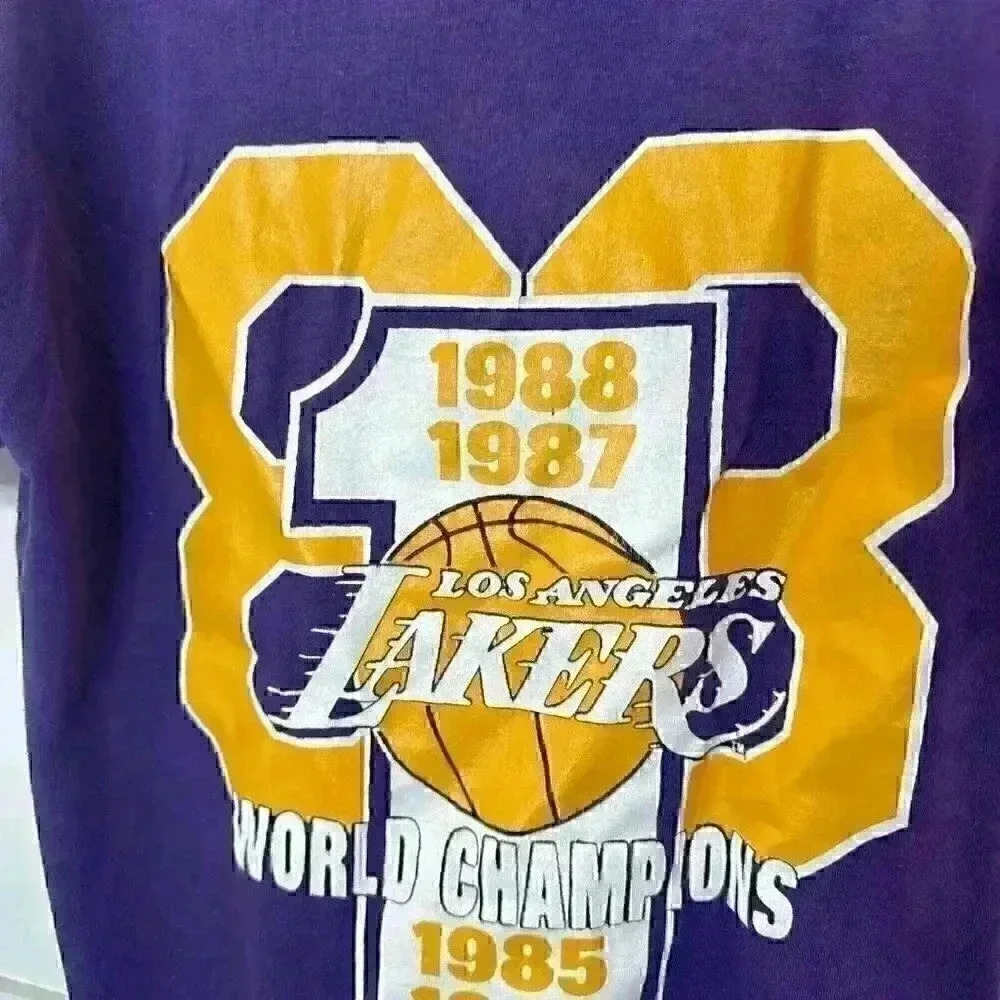 Vintage 1988 Los Angeles Lakers Championship T-Shirt Size Large Single Stitch - Picture 8 of 12